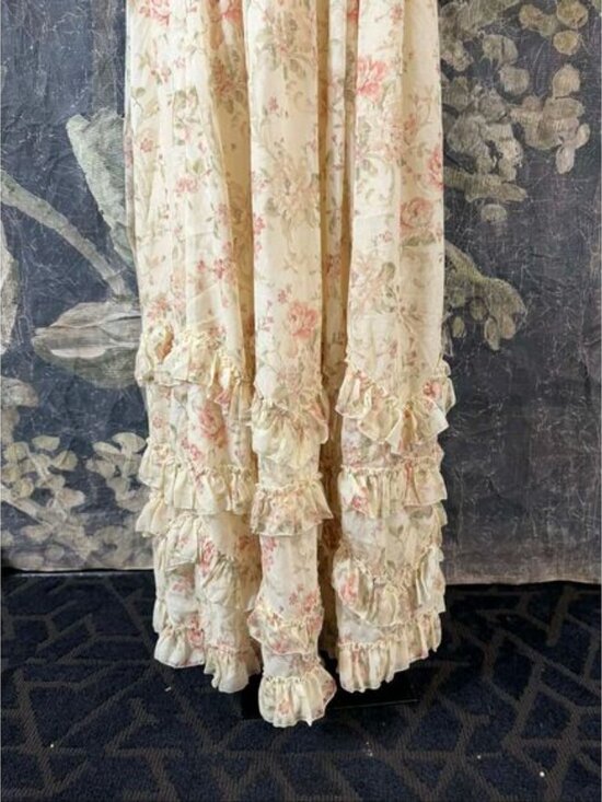 New Anthropologie V. Chapman Carmen Corset Front-Slit Ruffled Gown Size 10 - Picture 11 of 12